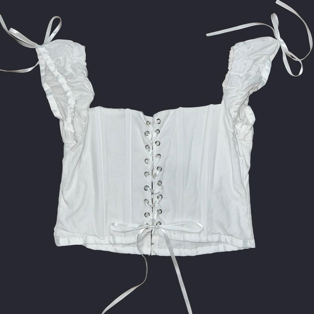 Kendall & Kylie White Lace-Up Blouse
